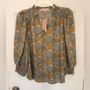 Philosophy Green and Orange Floral Top